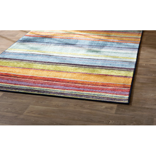 Red Barrel Studio® Bartlett Machine Tufted Performance Blue/Orange